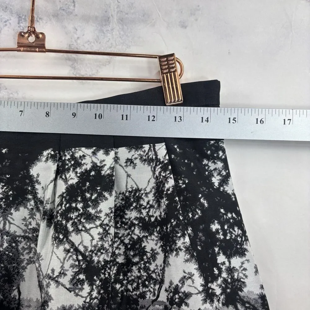 VTG Agnès B. Y2k Mini Skirt 38 6 France Scenic Nature Print Grayscale Blk White - Picture 8 of 15